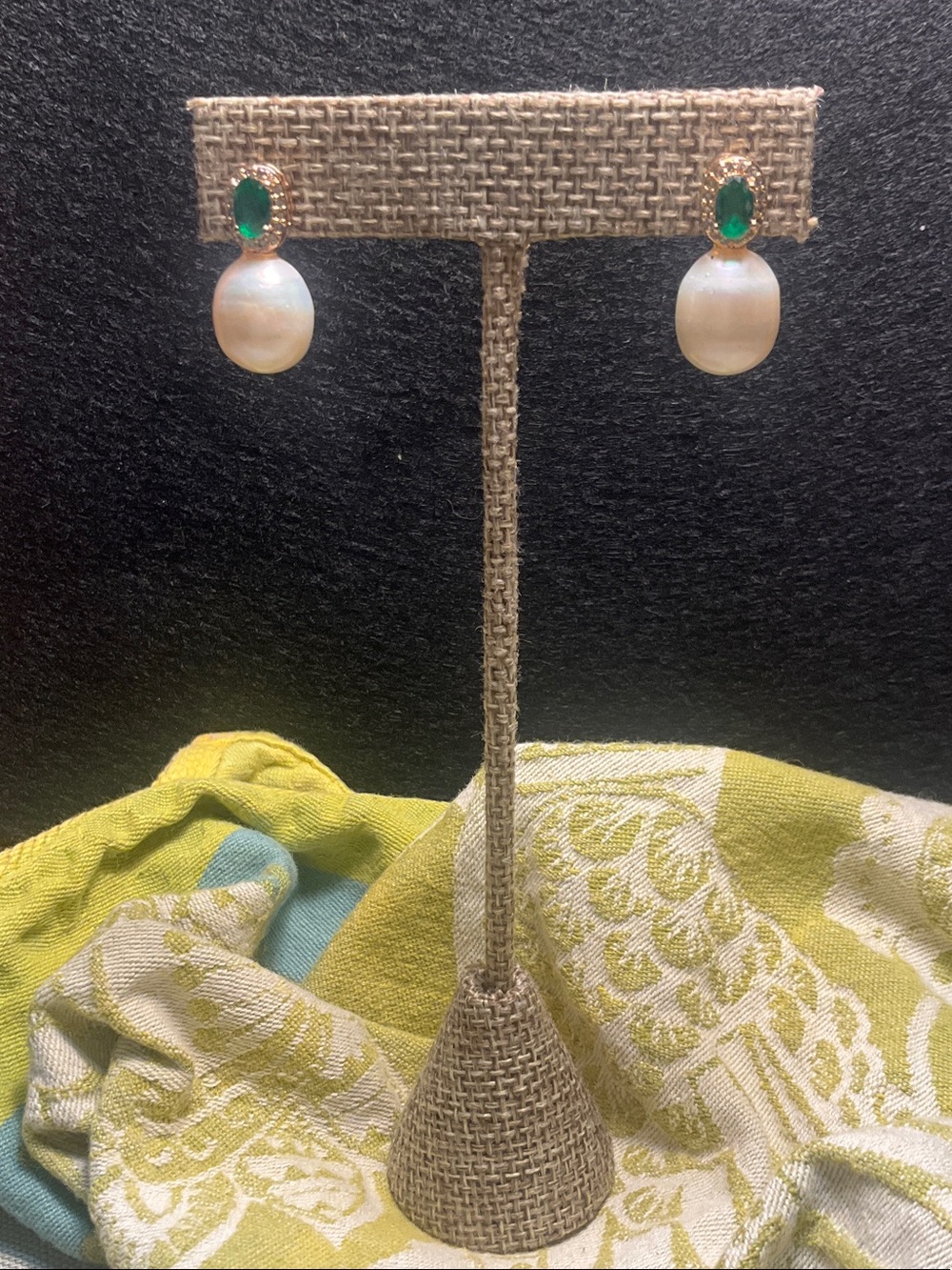 Emerald & Pearl Drop Earrings - Classic Women Jewelry